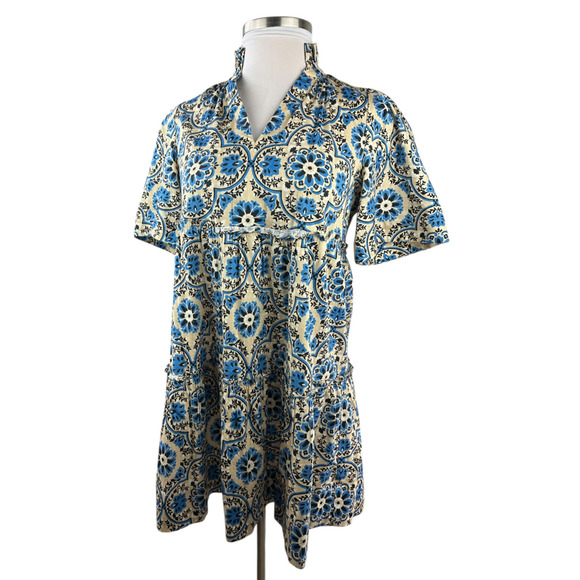 Tuckernuck Golden Medallion Crawford Dress Size Medium Flutter Ruffle Mini Blue - Picture 4 of 16